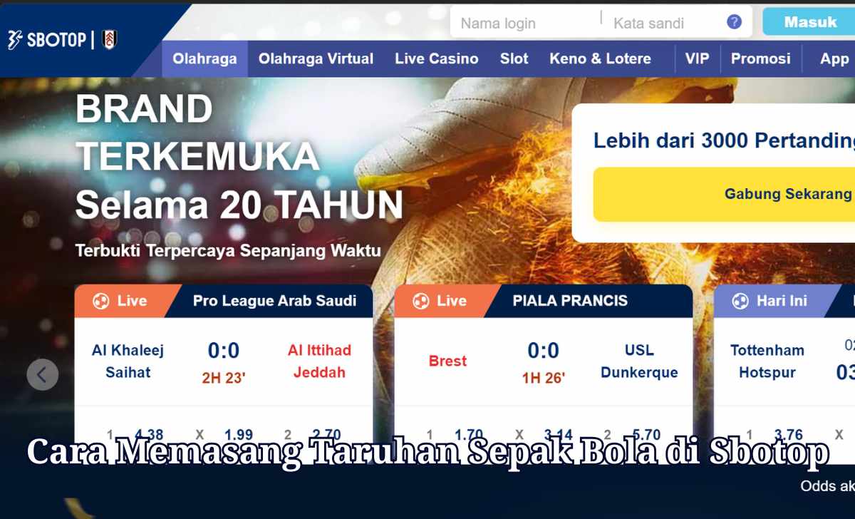 Cara Memasang Taruhan Sepak Bola di SBOTOP